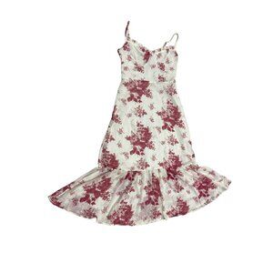 Chicwish Plum Blossom Shirred Cami Midi Dress Size Medium